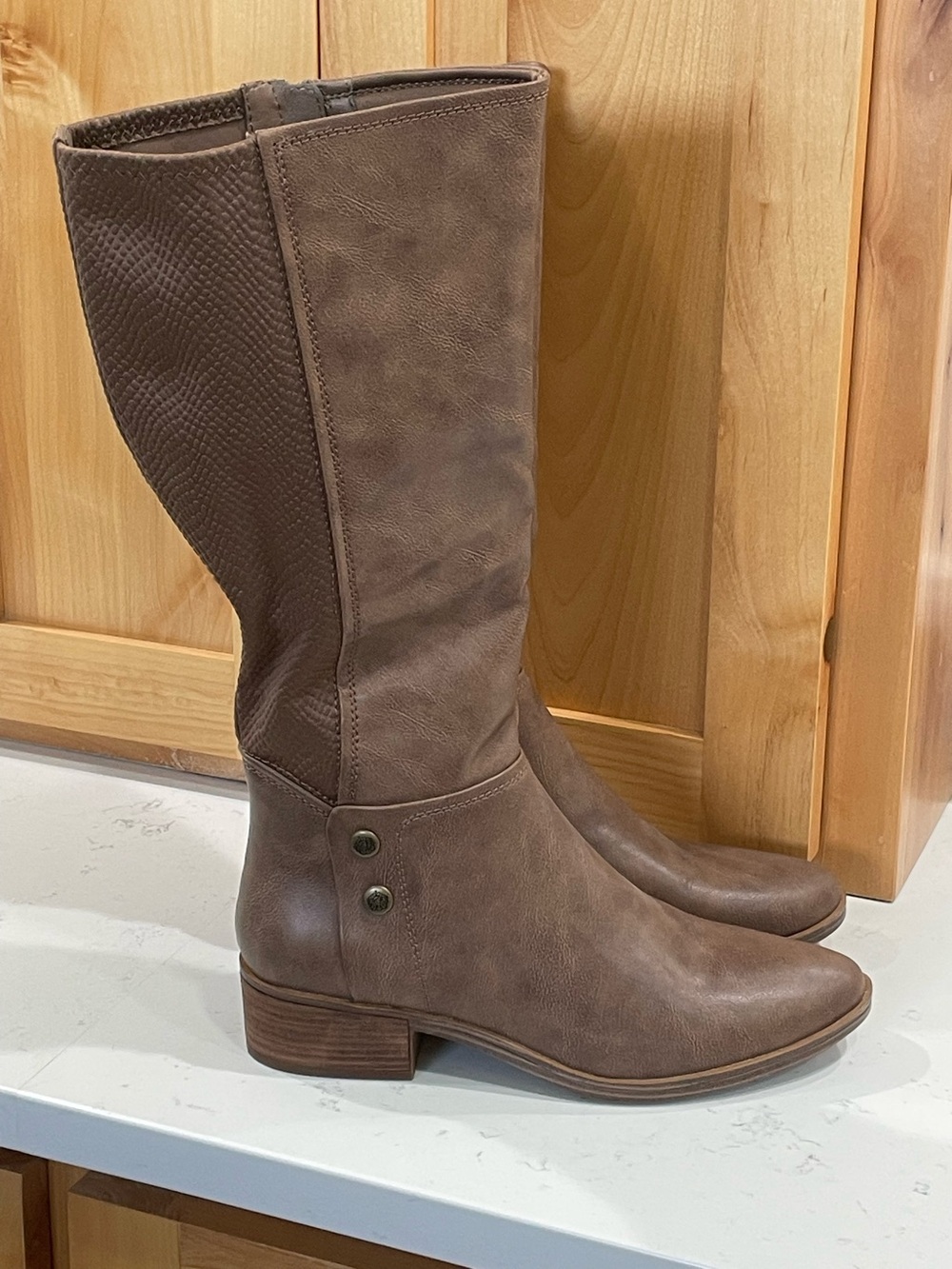 BearPaw Women's Taupe Riding-Style Knee Boots